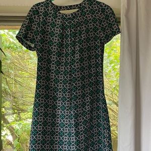 Satin shift dress with open top back